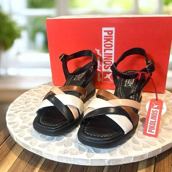 Pikolinos $180 Teulada Wedge Sandals | Multicolor Leather Straps | Size EU 36 Ne - Picture 2 of 13